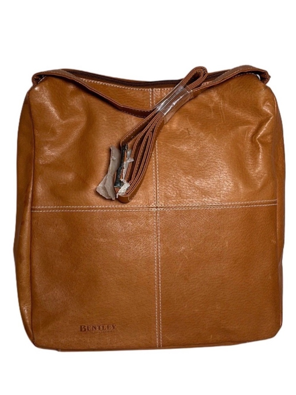 Bentley Tan Leather Laptop Bag - Sleek Crossbody Carry